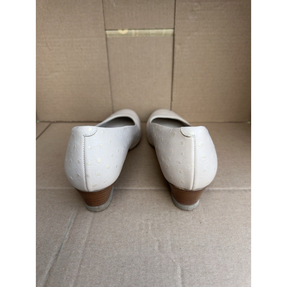 SAS Sofia Wedge Pumps Made In Italy Cream Polka Dot Leather 6.5 Comfort Heels - Picture 5 of 8